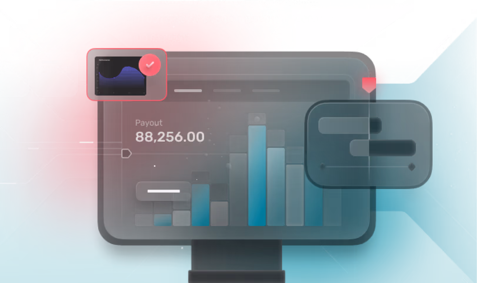 A computer monitor with a bar chart on it