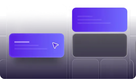 Design screens with a cursor selecting a finished card for review