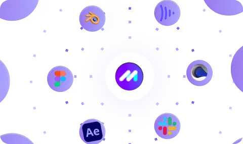 Motion logo linked to Figma, After Effects, Blender and Slack
