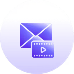 A purple button with a blue envelope on it