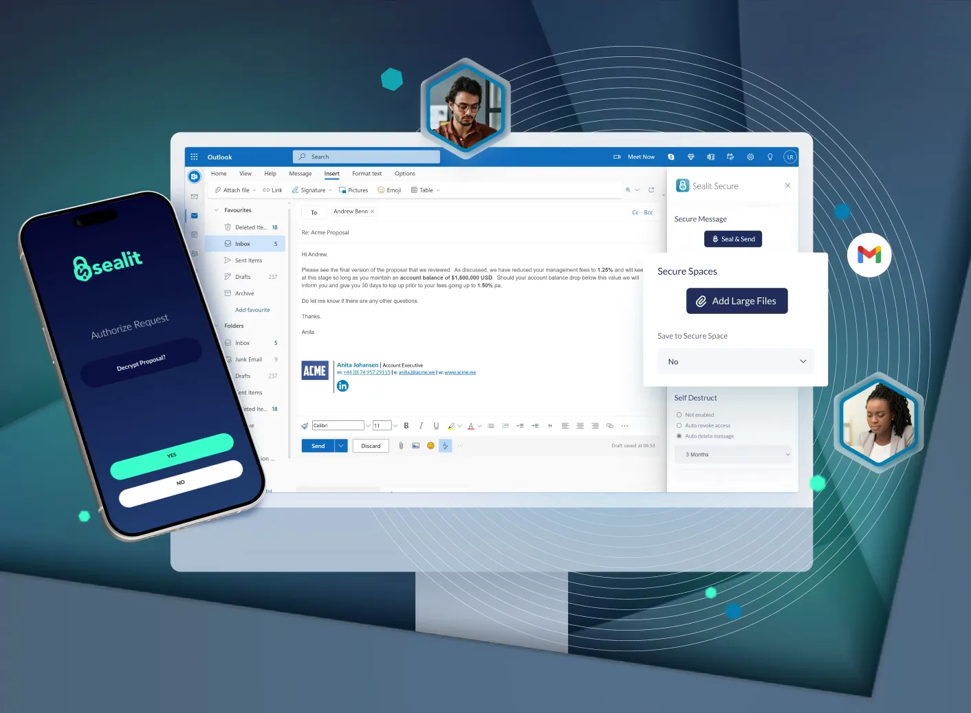 SealIt case study cover, with web design mock up and mobile app design mock up