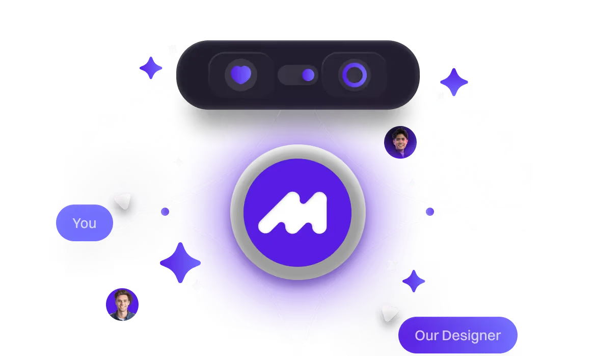 Motion logo connecting a client with an expert UI designer