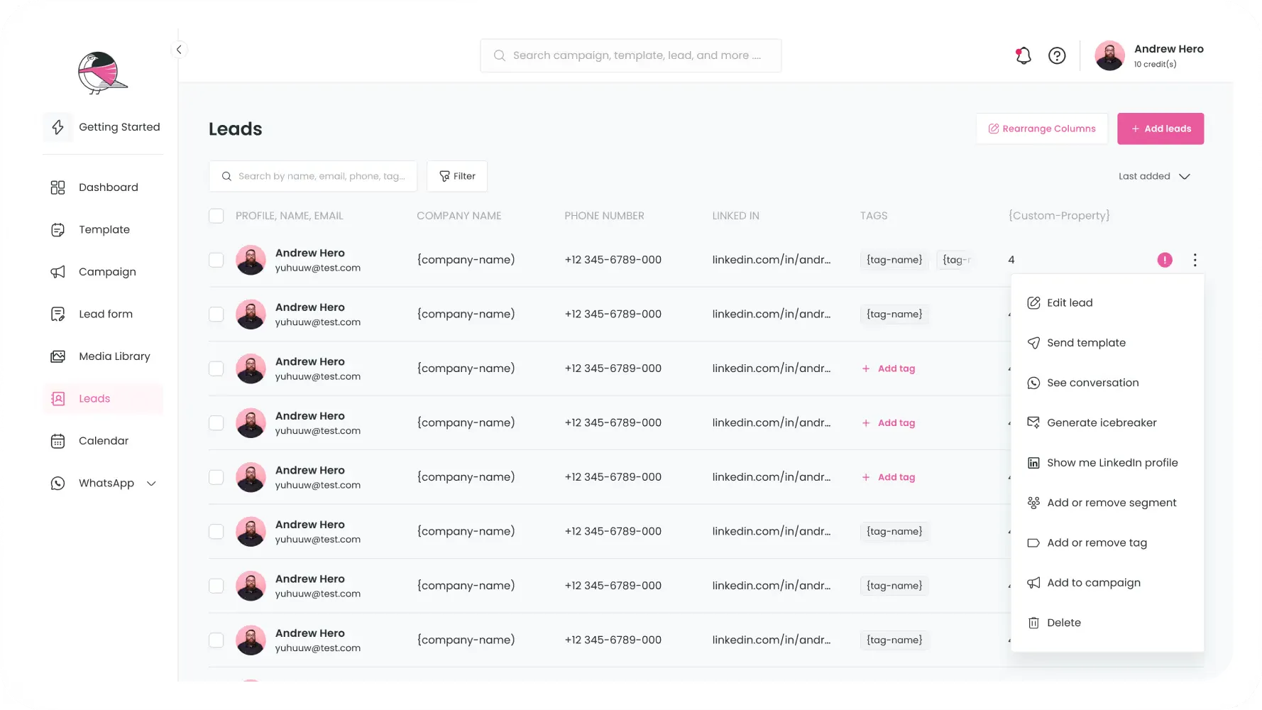DoveHero web page with a pink background